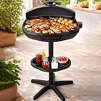 i-keukenn 35-Inch Portable Electric Grill & Griddle, 1500W Indoor Outdoor BBQ with Temp Control, Non-Stick Pan & Stand