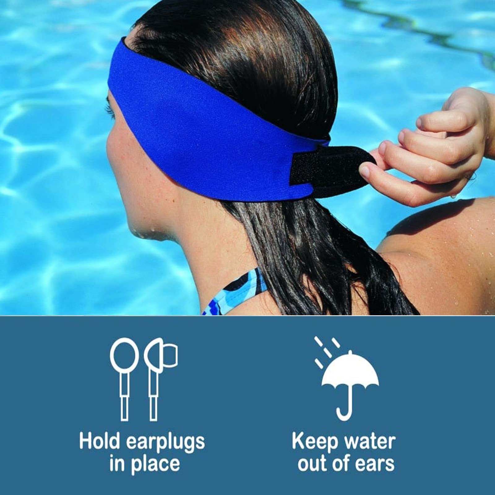 2 Pezzi Fascia da Nuoto Fascia Auricolare, Fascia di Protezione per Orecchi da Nuoto, Fascia in Neoprene Elastico Regolabile, Fascia di Protezione per Le Orecchie per Surf Sci Nautico