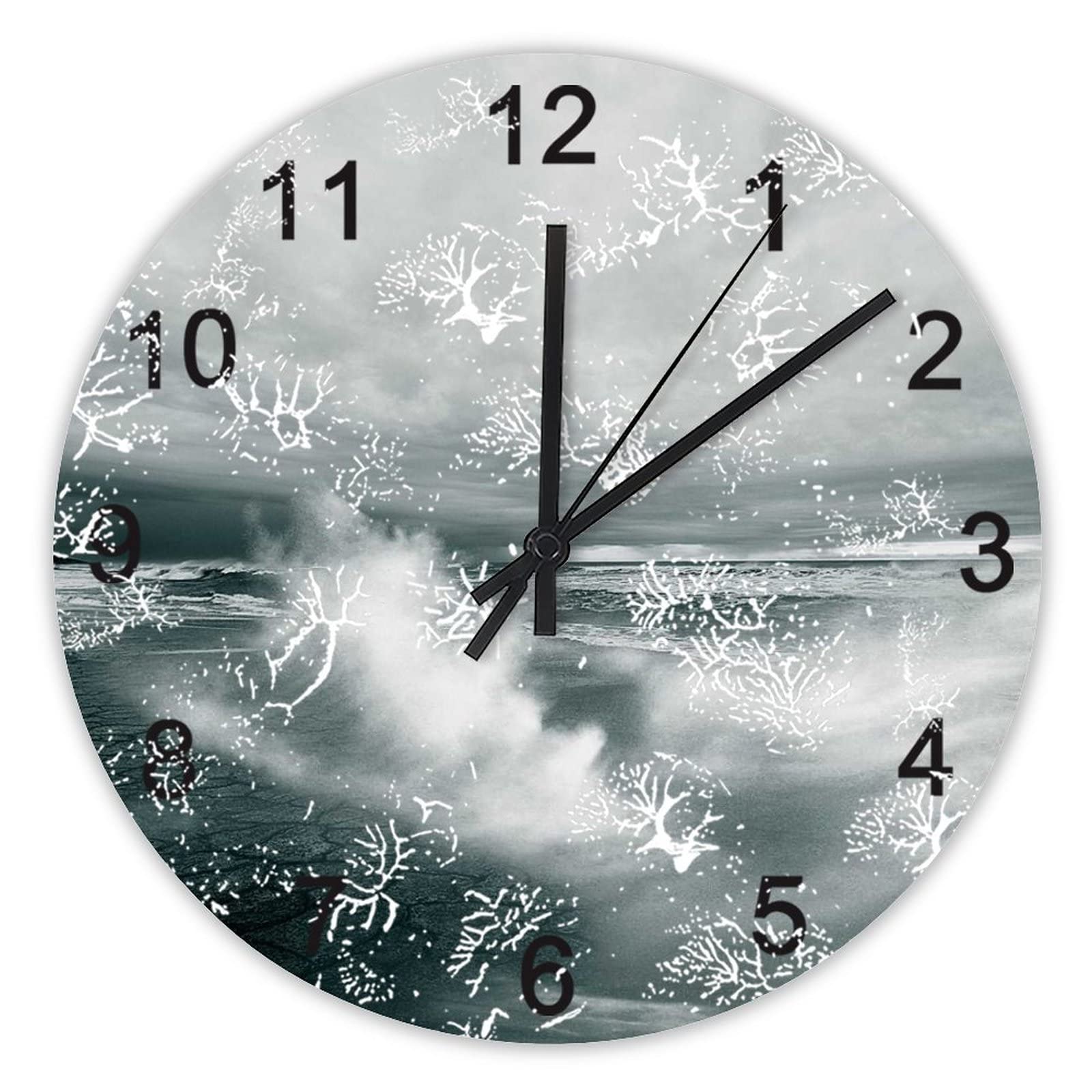 Horloge murale silencieuse haut de gamme 40,6 cm inspiration océan et vent