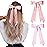 2PCS Silky Satin Hair Bows Hair Clip Pink Hair Ribbon Ponytail Holder Accessories Slides Metal Clips Hair Bow for Women Girls Toddlers Teens Kids