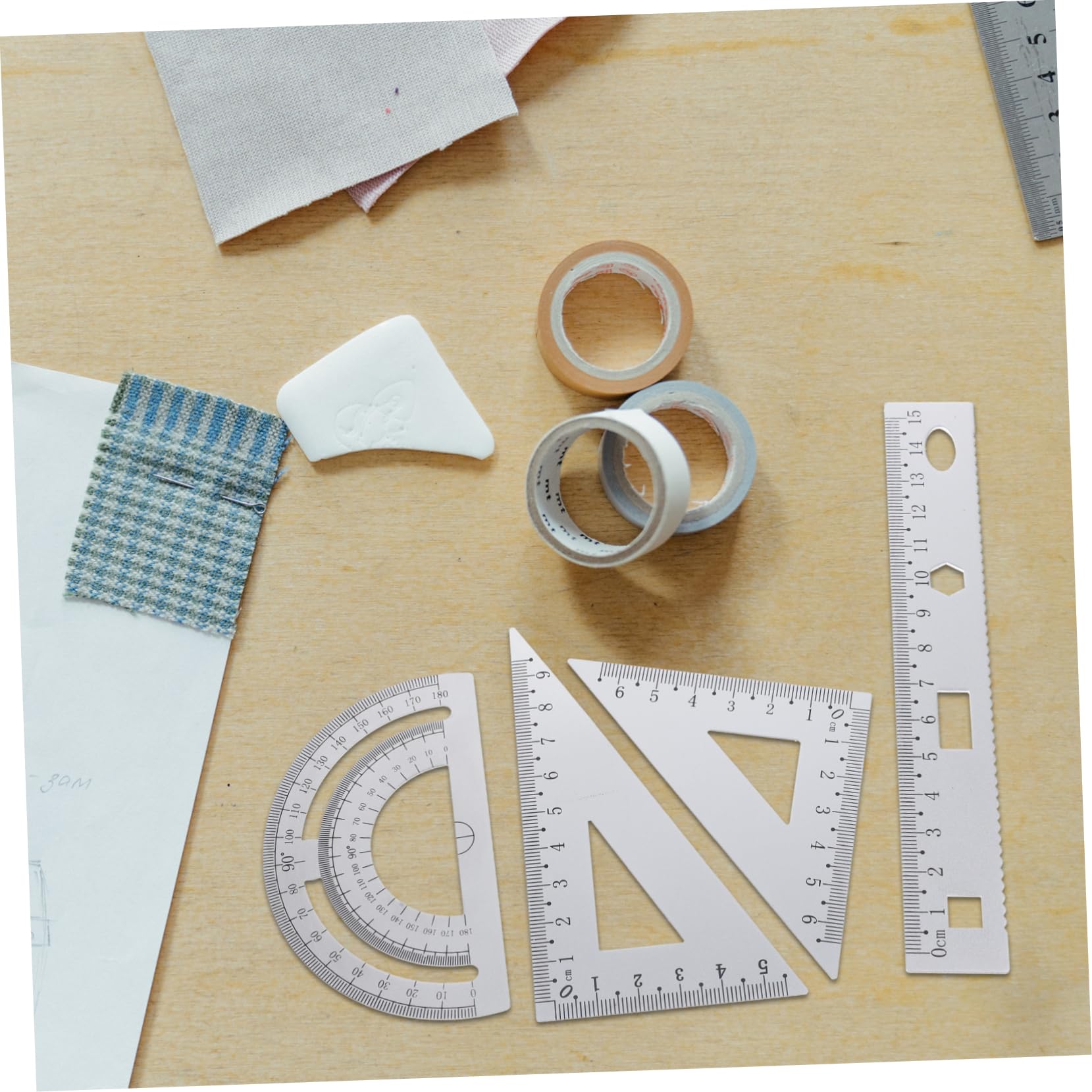 Conjunto de Geometría Metálica 4 Piezas de Aleación Plateada