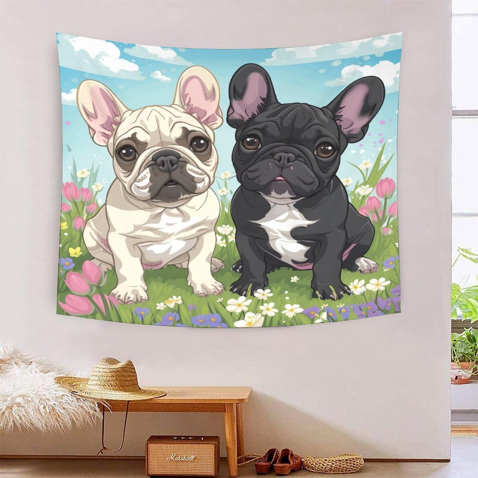 Couverture murale 3D bouledogue français tapisserie polyester 150x200 cm - 7