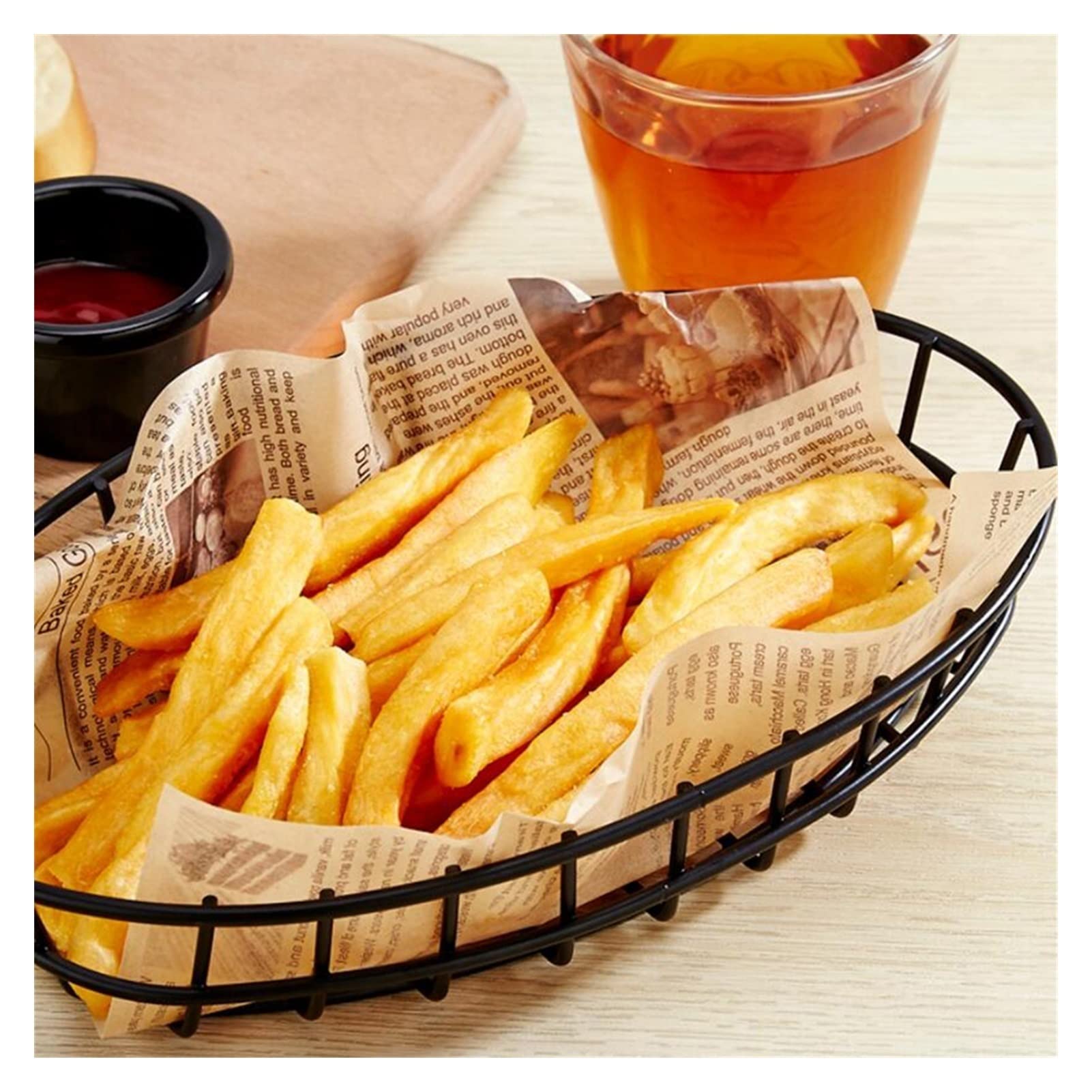 Frittierkorb, Edelstahl, Snackkorb, Kartoffelnetz, Siebkorb, Pommes Frites, Lebensmittelkorb, Lebensmittelsieb, Kochutensilien, Frittiernetz (C)