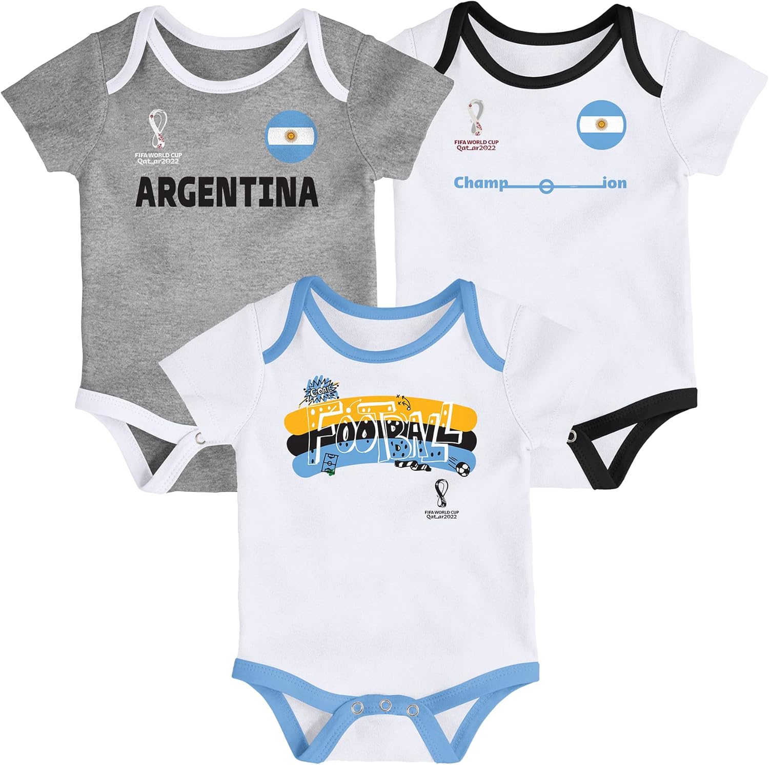 Outerstuff International Soccer Unisex Kids Fifa World Cup 3 Piece Onesie Set