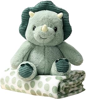 The Peanutshell Blanket Gift Set, Ace Plush Dinosaur Stuffed Animal Toy for Boys, Girls, Dino Plush, Plushies for Boys, Dinosaur Plush Toys, Blanket Perfect Baby, Toddler, Kids, Birthday, Christmas