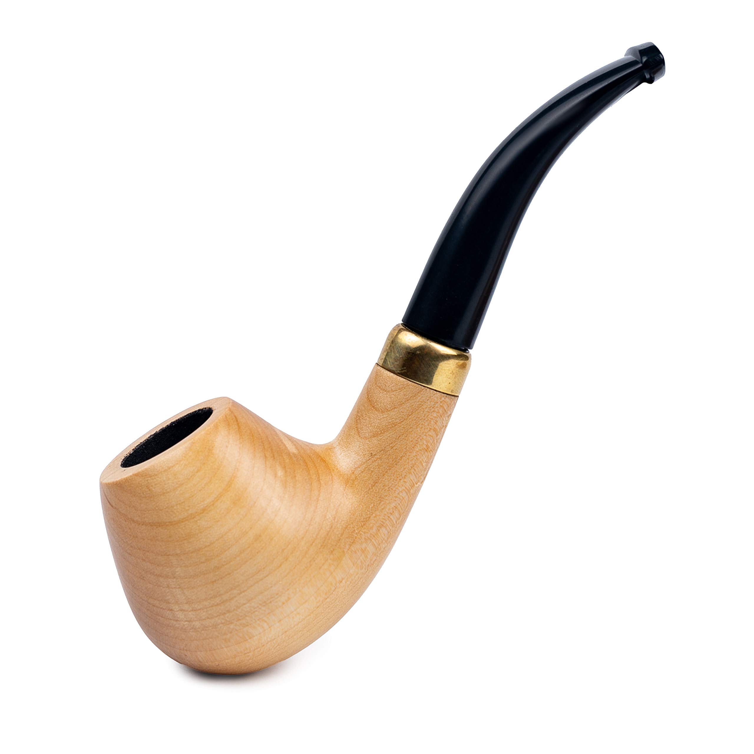 Dr. Watson - Tobacco Pipe, classic Bent Apple shape, Handcrafted from Maple Wood, Fits 9mm Filter (Natural)