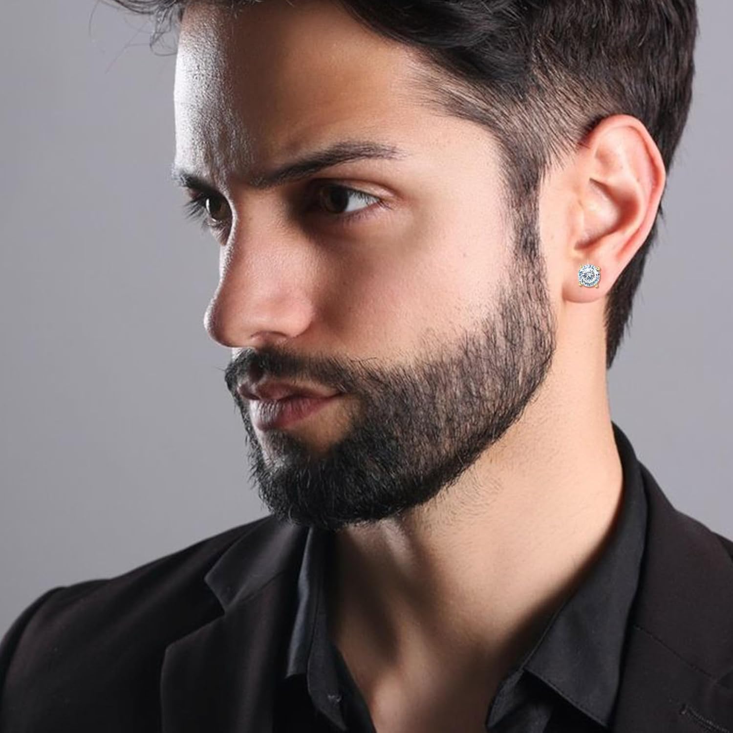 Moissanite Earrings - 0.3-1.5CT Round Cut Flat Back Studs Hypoallergenic 925 Sterling Silver Earrings 18K Gold Plated Gift for Women Men - Image 3