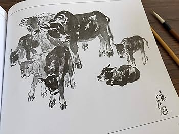 画牛百態 実用白描画稿 線描 中国絵画/画牛百态 实用白描画稿