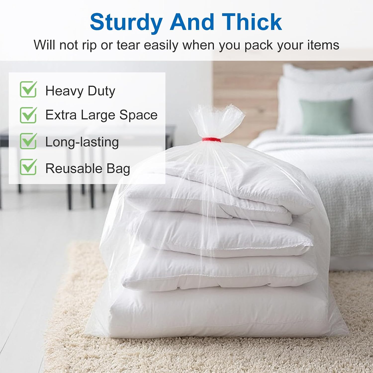 10 Pack 31'' x 47'' Extra Large Clear Plastic Bags, 4 Mil Extra Thicken Large Luggage Storage Bags Ideal for Car Seats, Suitcases, Strollers, Attic Storage, Clothes, Xmas Trees