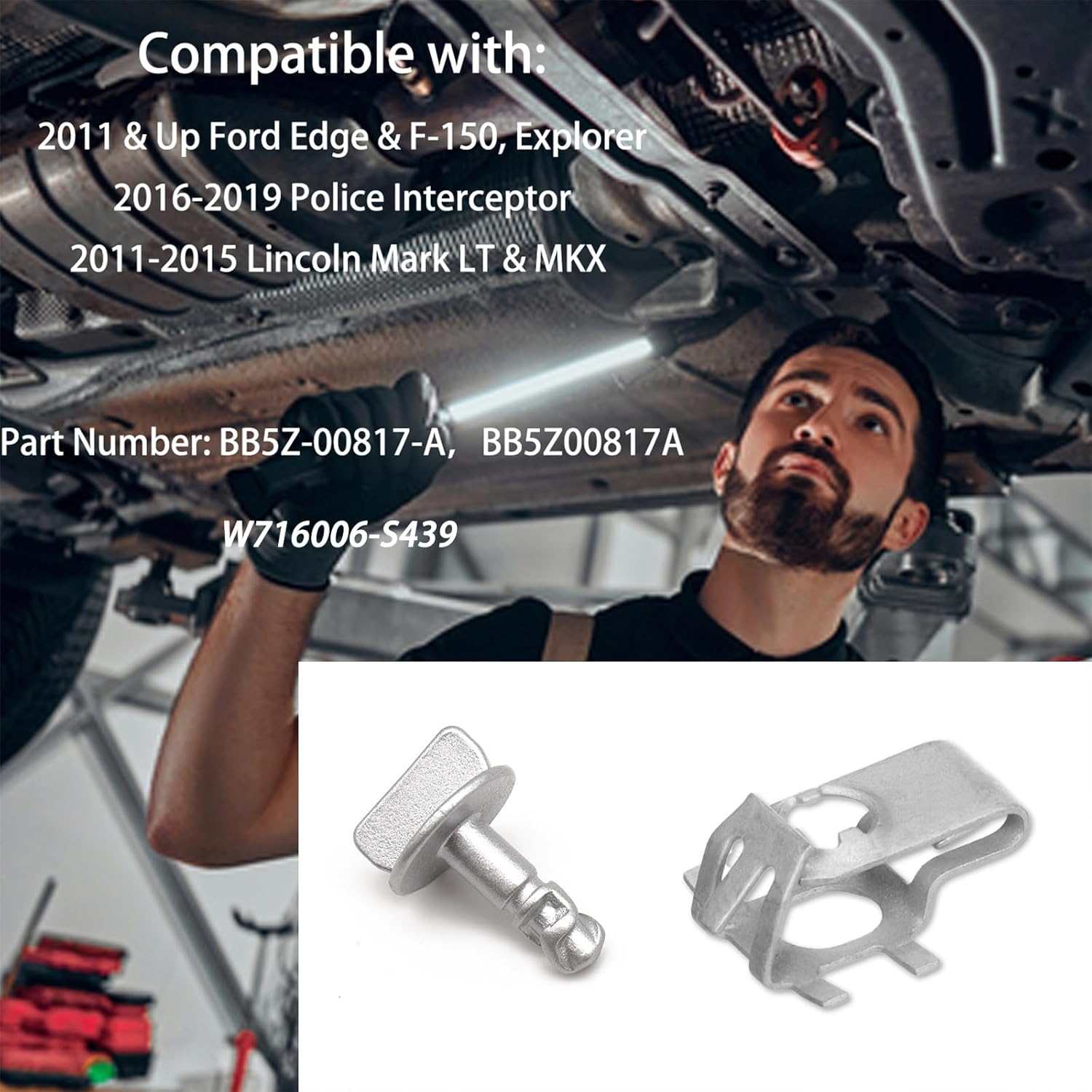 4 Sets Radiator Support Splash Shield Fastener Quarter Turn Thumb Screw with Clip Nuts Kit, Engine Shield Cover Thumb Pins Engine Splash Shield Clip for Ford F150 Edge Explorer Lincoln