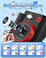 Vista 2 de Instant Print Camera for Kids - Classic Black Digital Camera for 3-12 Year Olds, 1080P HD with 32GB SD Card, Selfie Mode & Durable Design, Ideal