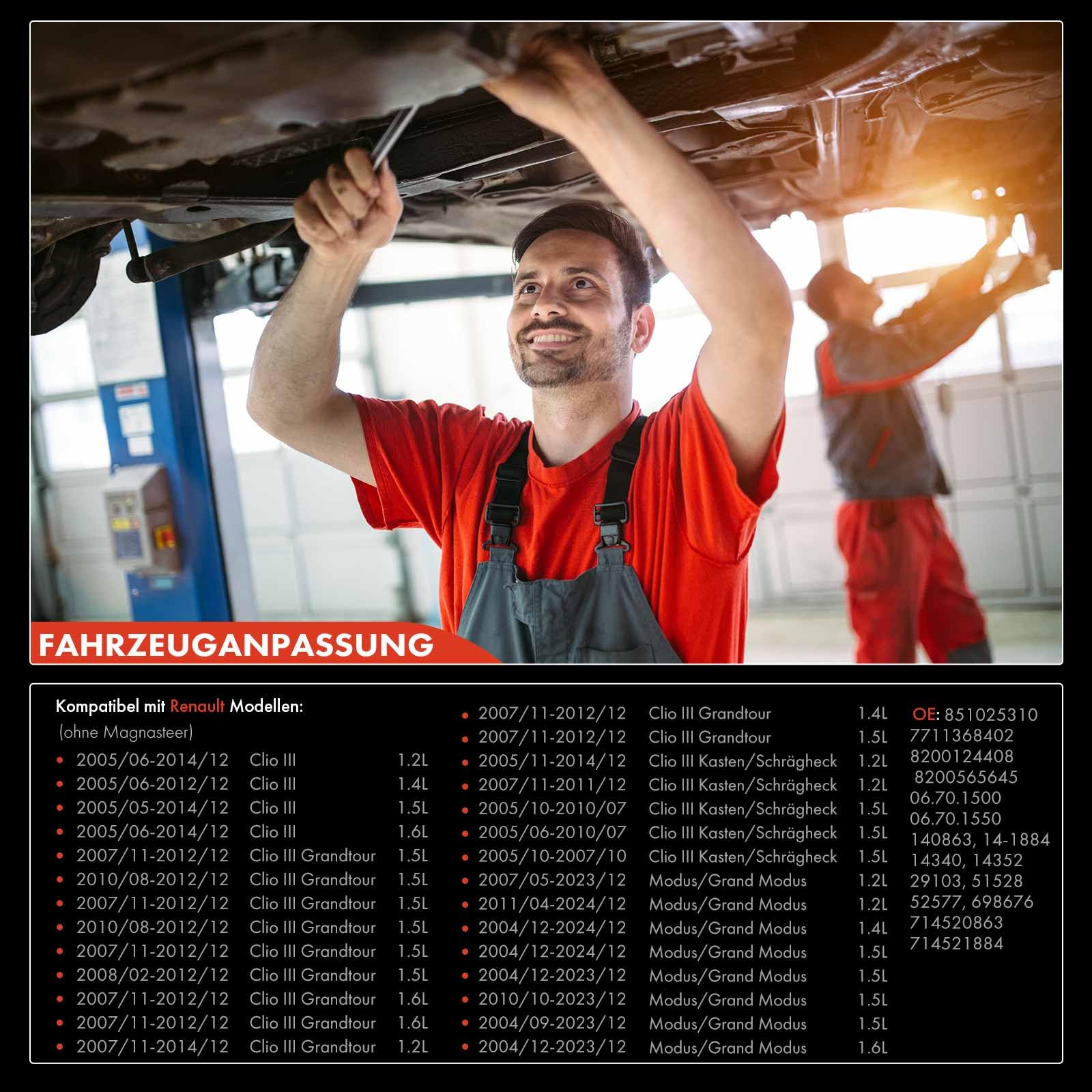Frankberg Lenkgetriebe Linkslenker Kompatibel mit Clio III BR0/1 CR0/1 Clio III Grandtour KR0/1 Clio III Kasten/Schrägheck SB SR Modus/Grand Modus F/JP0 Replace# 52577