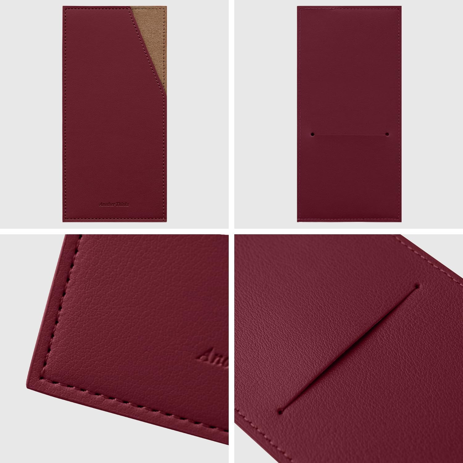 carrotez PU Leather Card and Cash Envelope for Travel and Budgeting, Reusable Money Holder, Stylish Leather Money Envelope - Burgundy - Image 2