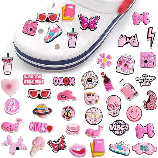 Cartoon Clog Slipper Charms 35Pcs - Pink