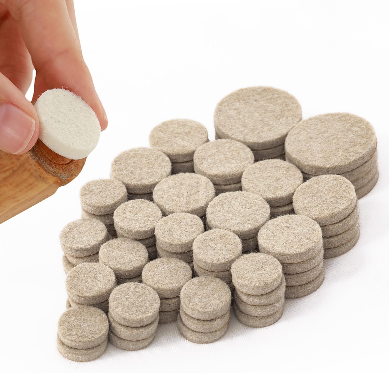 Chair Leg Floor Protectors Pads – Self Adhesive Non-Skid Furniture Felt Pads, Anti-Scratch & Noise Reduction for Chair, Table & Sofa Legs (80 Pcs,Round,Beige)