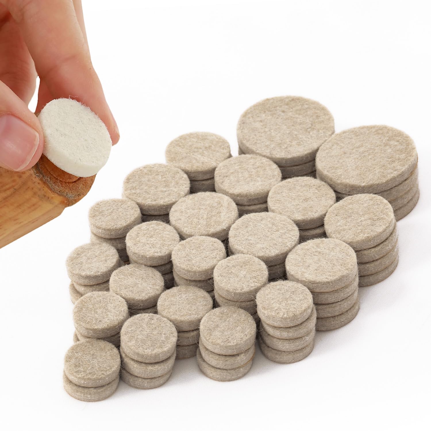 AADIVY Chair Leg Floor Protectors – 80 Pcs Furniture Felt Pads | Non-Slip & Non-Skid Floor Protectors | Self-Adhesive Noise Insulation Pads for Chairs, Tables & Furniture Legs – Beige