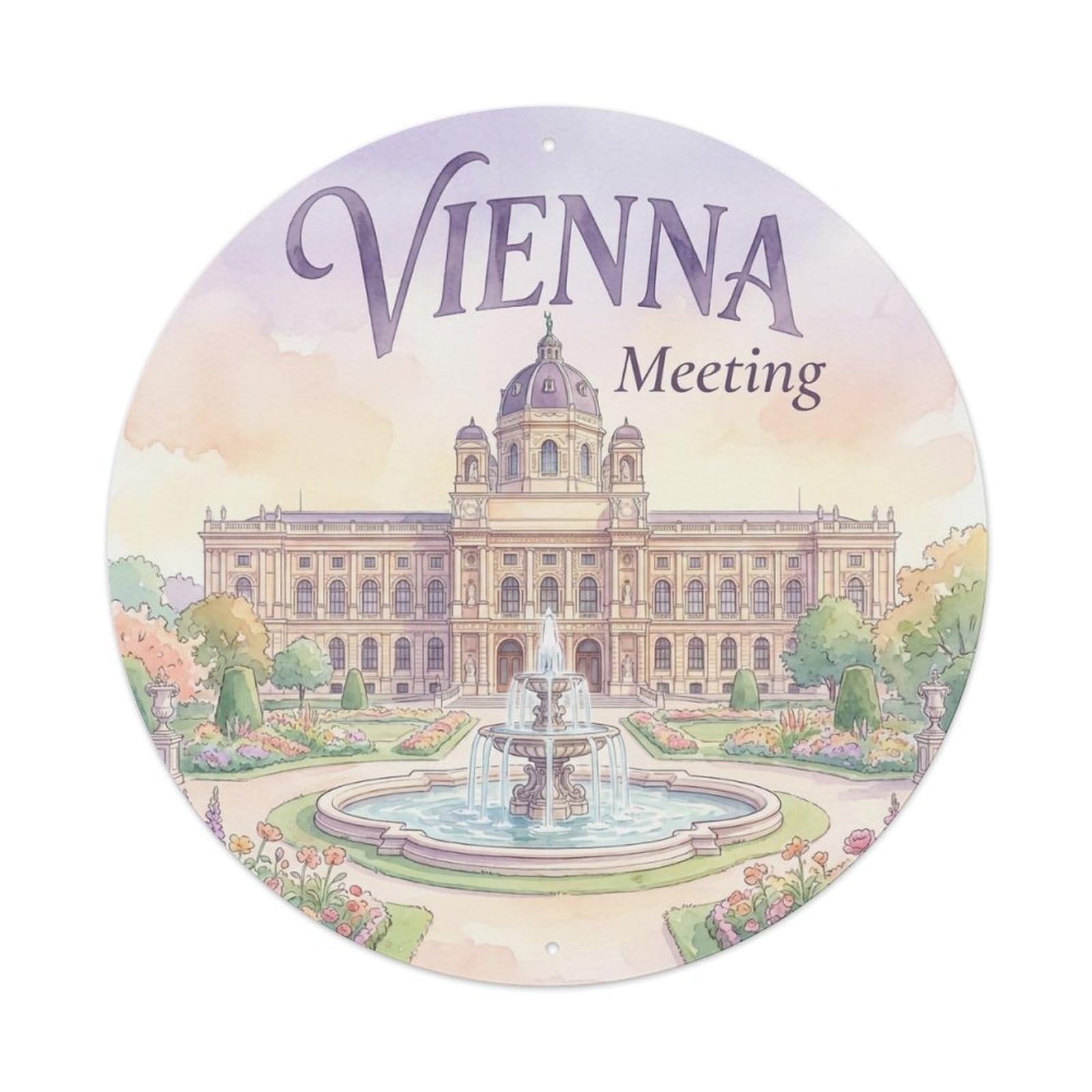 Yrnq 8X8inch Vintage Style Vintage Travel Vienna Austria Point Metal Tin Sign