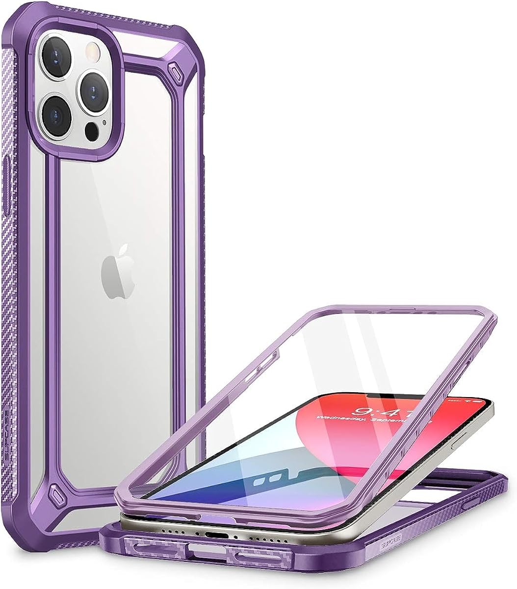 for iPhone 12 Pro Max Case with Screen Protector, Purple | Military-Grade Protection, Premium Hybrid Clear Bumper, Compatible with Wireless Chargers, Unicorn Beetle EXO Pro