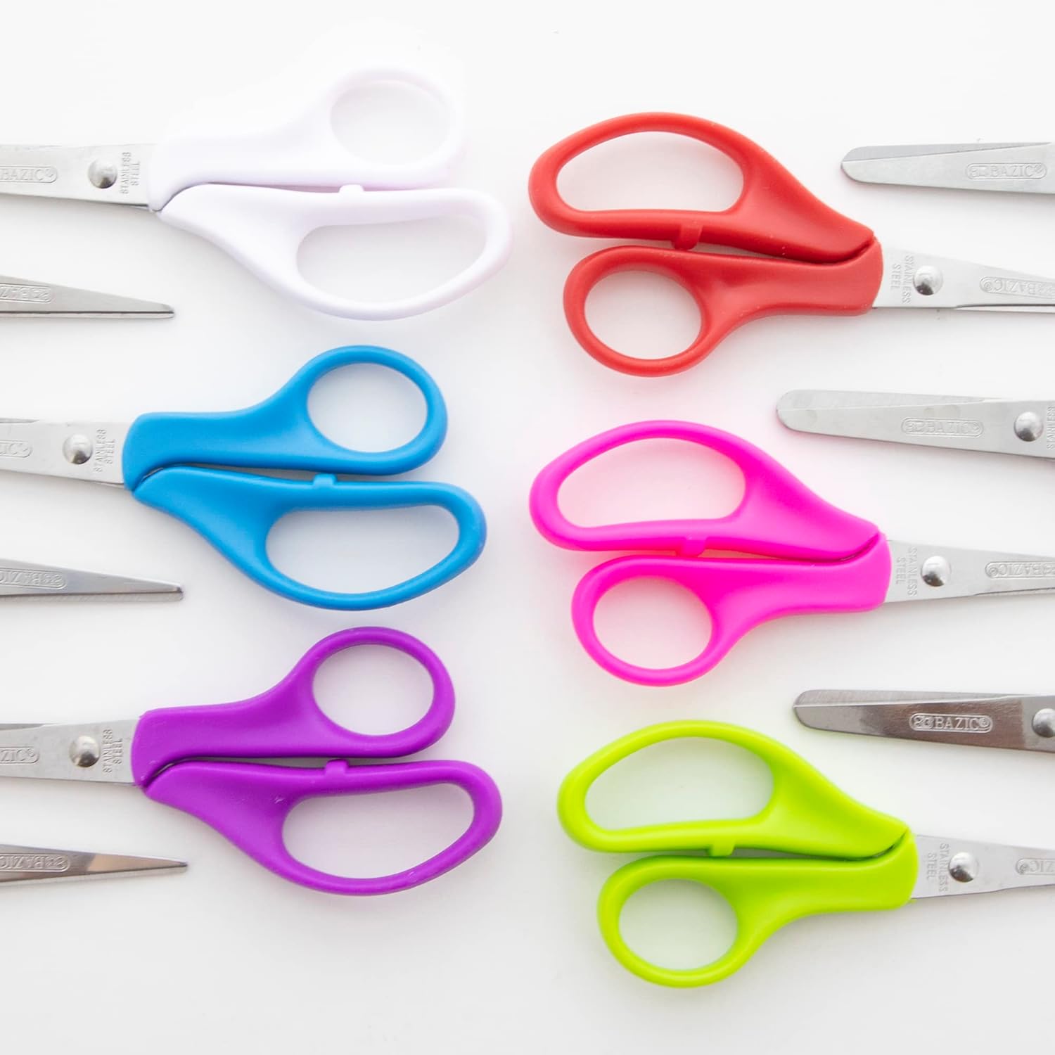 Buy BAZIC School Student Scissors Set, 5 Pointed Tip & Safety Blunt Tip ...