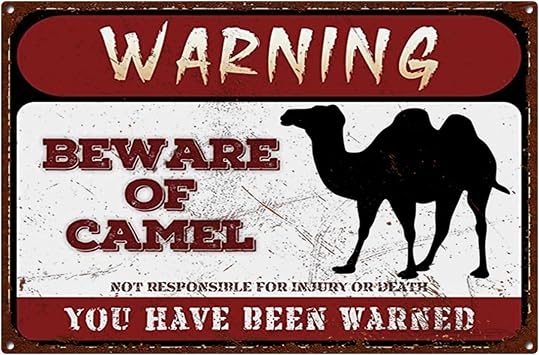 YLUYINOM Tin Signs Vintage Warning Beware of Camel Tin Sign Aluminium Wall Art Signs for Home Wall Decor Retro Metal Sign 12x8 Inches