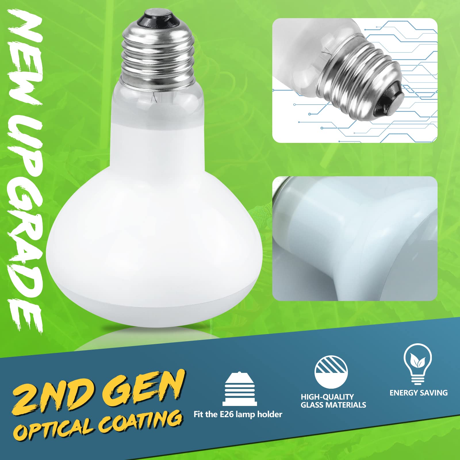 LUCKY HERP 4 Pack 100W Reptile Heat Lamp Bulb (2nd Gen), Amphibian Basking Light Bulb, Reptile Daylight Bulb for Turtle, Bearded Dragon, Lizard Heating Use - image 2