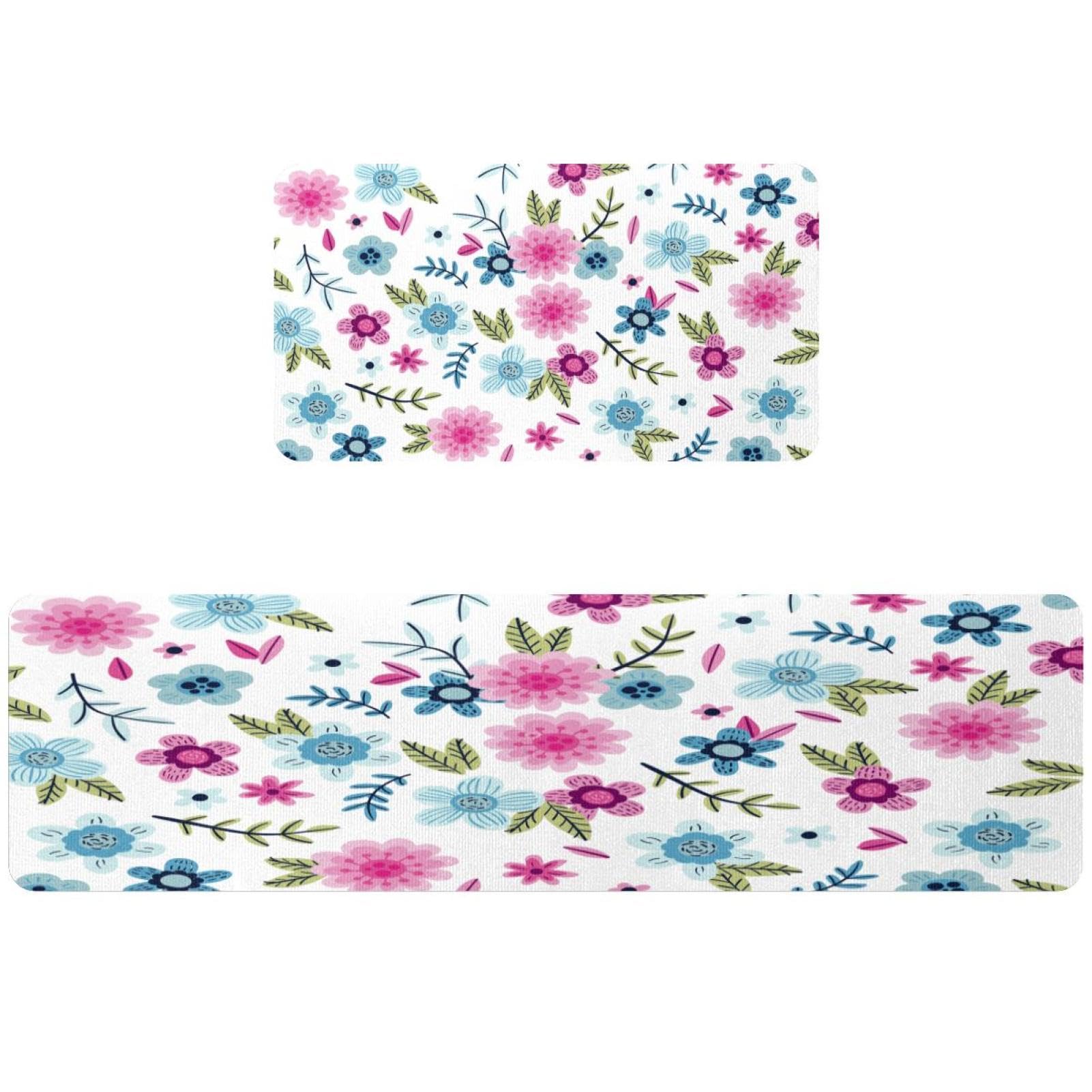 Alfombrillas de cocina VAPOKF con patrón de flores otoñales lavables y antideslizantes
