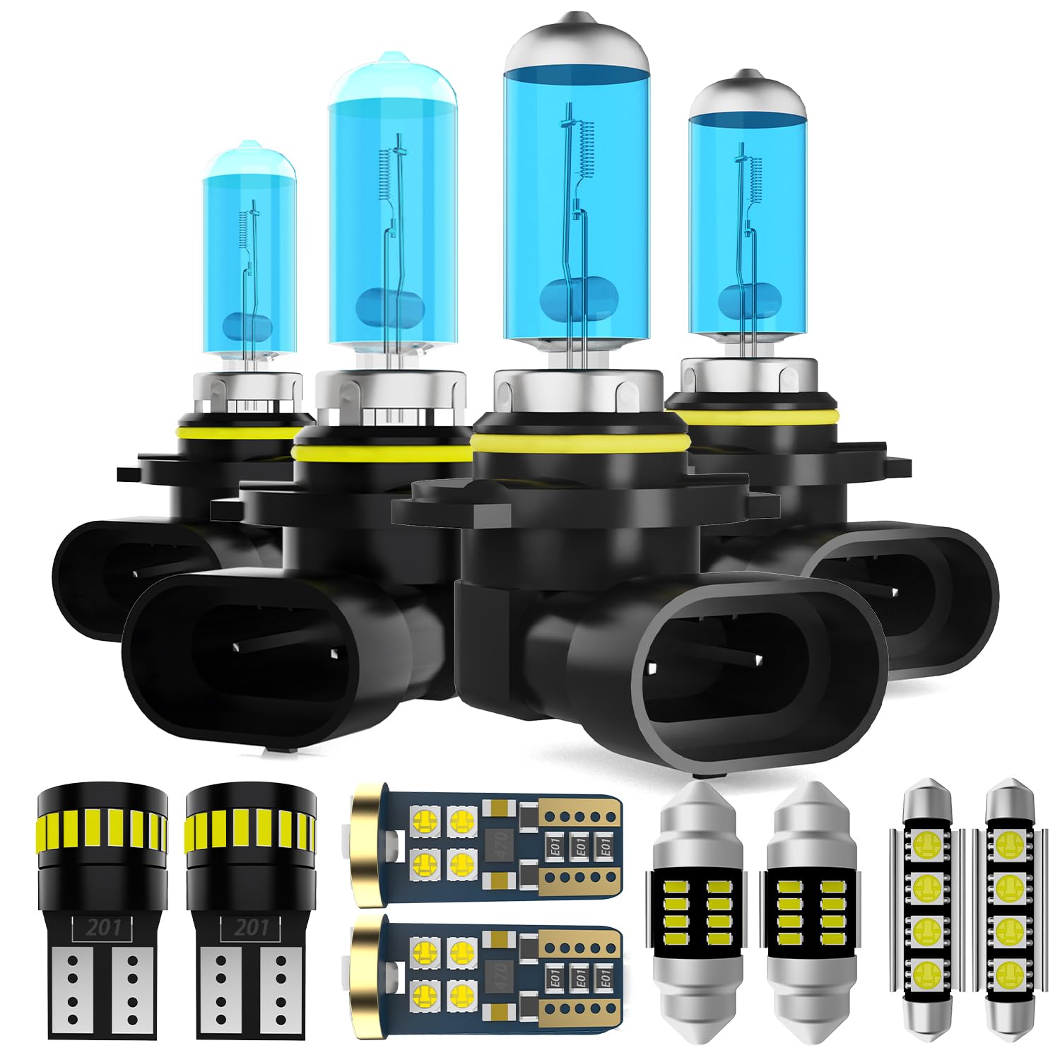 Headlight Bulbs Interior Light Kit Fit For Honda Accord 2003-2012 (Sedan), High Low Beam Light Bulb + Interior Bulbs Package + License Plate Lights, Pack of 18