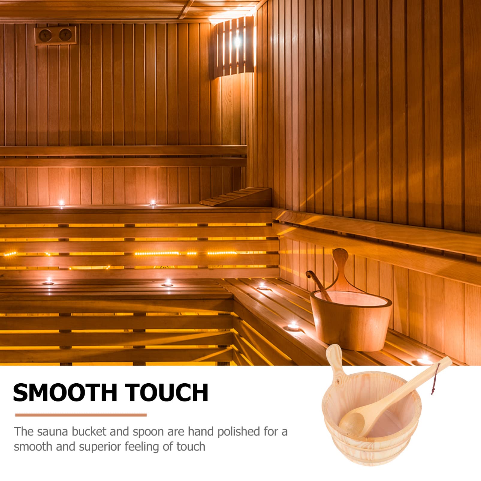 FOMIYES Wooden Sauna Bucket 1 Set Bath Bucket Spoon Foot Tub Take a Bath Wooden Wooden Sauna Spoon
