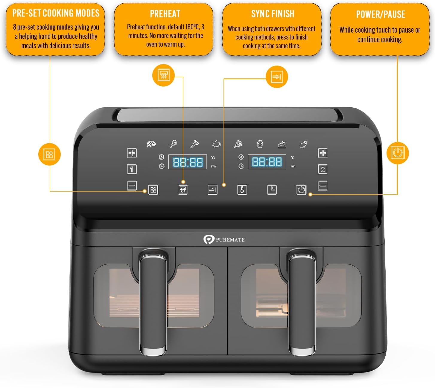 PureMate PM924 Air Fryer Control Panel