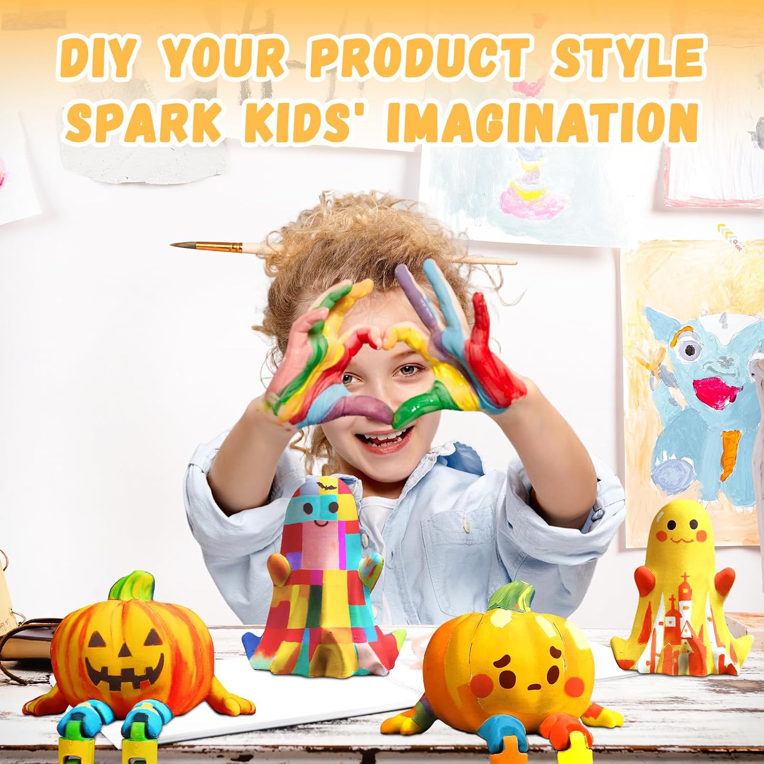 Paint Your Own Pumpkin Night Light and Ghost Lamp Kit, DIY Halloween Crafts