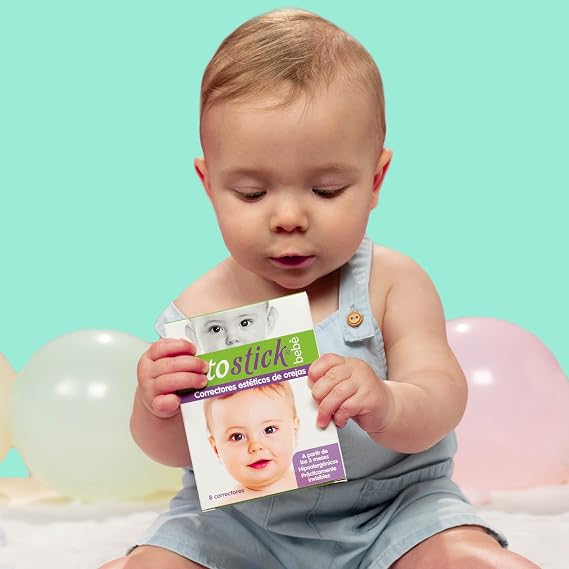 Otostick Baby - 2 Pack 8 Count Protruding Ear Corrector for Babies with Baby Cap - Orthopedic Baby Items for Correction of Large Ears from 3 Months