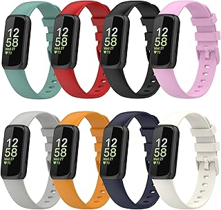 Compatible with Fitbit Inspire 3 Bands, Replacement Soft Silicone Watch Straps Soft Wristband for Fitbit Inspire 3 Fitness Tracker Women&Men (8-Packï¼ŒSmall)