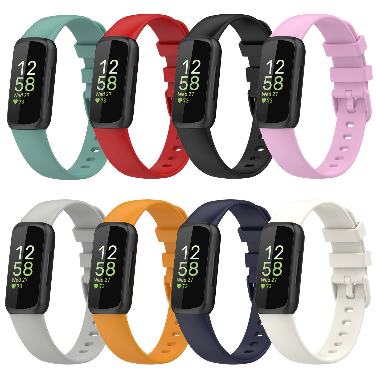 Compatible con Fitbit Inspire 3 bandas, correas de reloj de silicona suave de repuesto para Fitbit Inspire 3 Fitness Tracker (paquete de 8, pequeño)