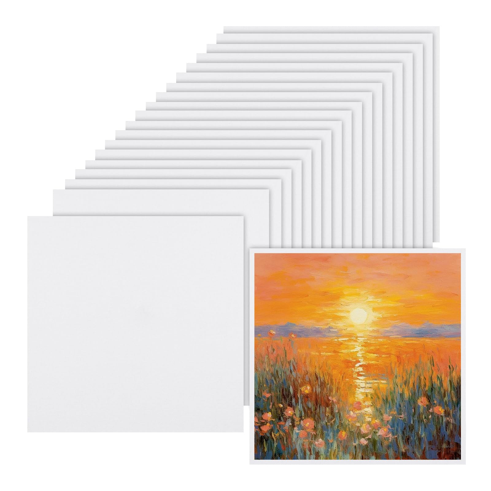 MAHIONG 20PCS Canvas for Painting, 20x20 cm Small Stretched Canvases Boards, Blank Canvas Panels, Cotton Canvases for Acrylic, Oil, Watercolor Painting