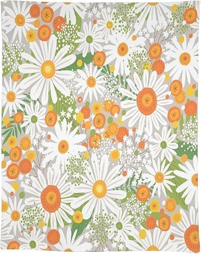 Miniatura 187 de Mantel floral hippie, diseño retro de los años 70, naranja, rosa, azul, floral, bohemio, estampado estético de margaritas, para fiesta, picnic