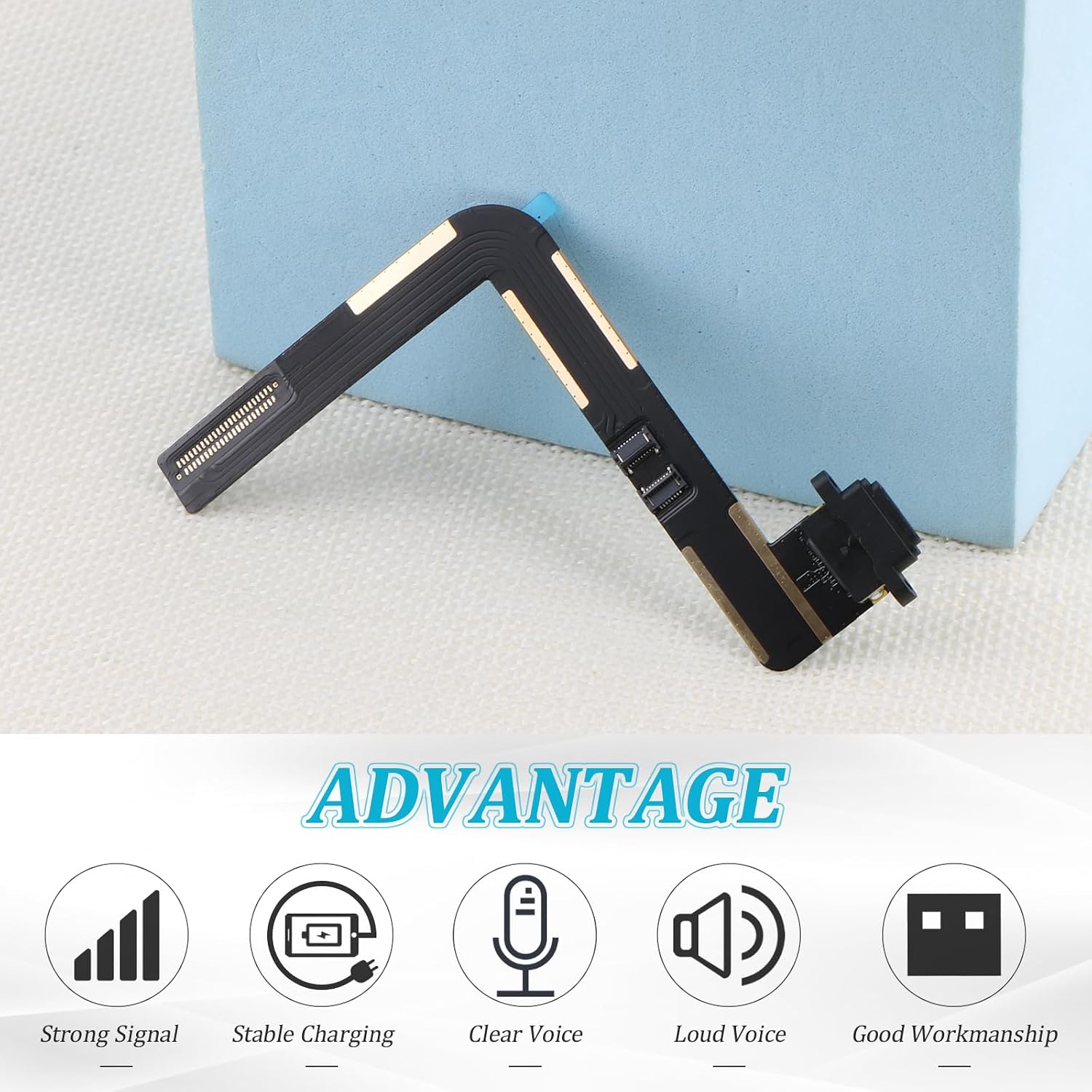 Dock Connector for iPad Air A1474 A1475/5 5th 9.7 2017 A1822 A1823/6 6th 2018 A1893 A1954 Charging Port Flex Cable Replacement for Air/5 5th/6 6th USB Charger Dock Board Connector with Tools(Black)