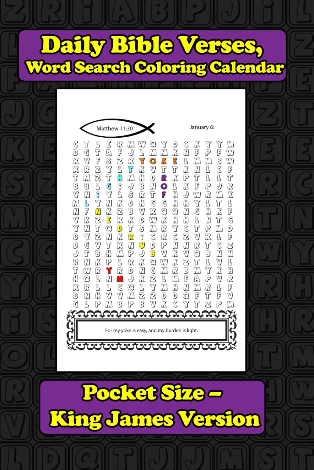 Daily Bible Verses, Word Search Coloring Calendar, Pocket Size – King James Version