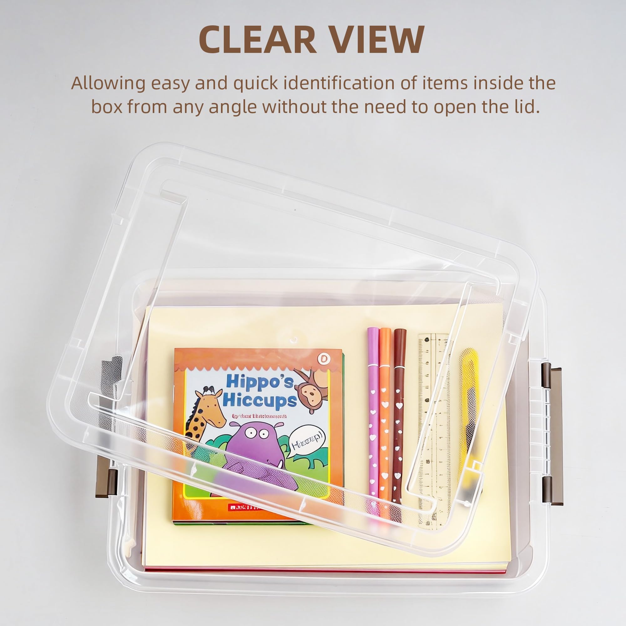 Citylife 3 PCS Plastic Storage Bins with Latching Lids Portable Project Case Clear File Box Stackable Storage Containers — view 3