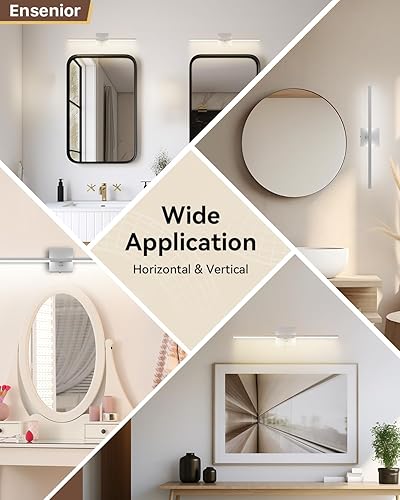 Miniatura 7 de Ensenior Lámpara de tocador moderna de 24 pulgadas, atenuador incorporado, 14 W regulable 5CCT LED sobre el espejo, luces de tocador gris mate