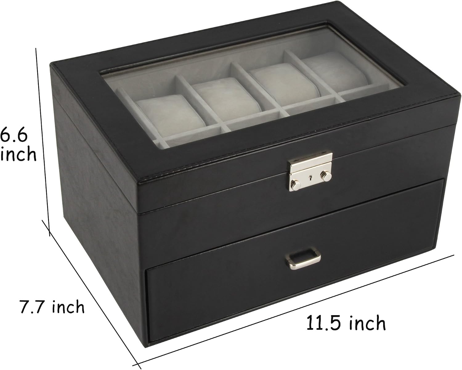 Kendal Watch Case Display Box With Clear Top Holds 20 Watches lock w/key