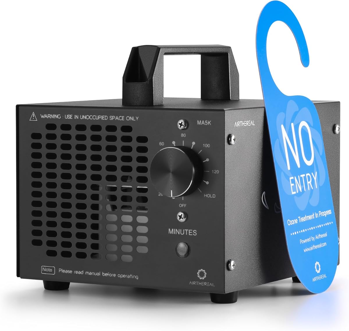 Airthereal MA5K Ozone Generator for Home, Ozone Air Ionizer Odor Eliminator with 120-Min Timer, Lightweight Design, Odor Removal for Car, Smoke, Pets, Basements, Covers Up to 2,000 Sq. Ft., Black