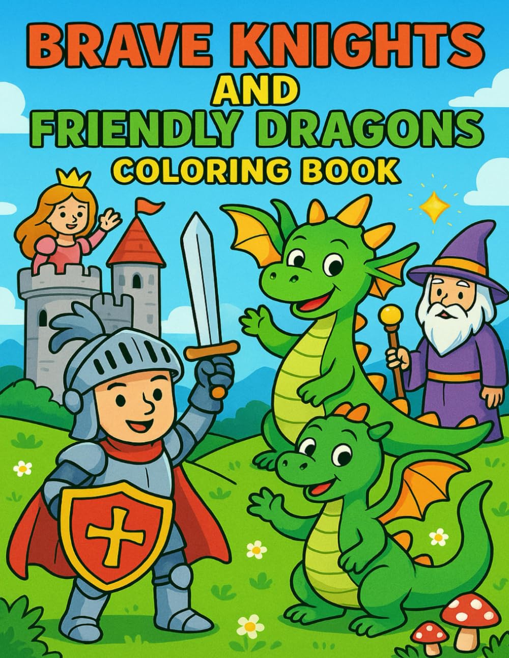 Brave Knights and Friendly Dragons Coloring Book: Fun medieval adventures with knights and friendly dragons to color for kids