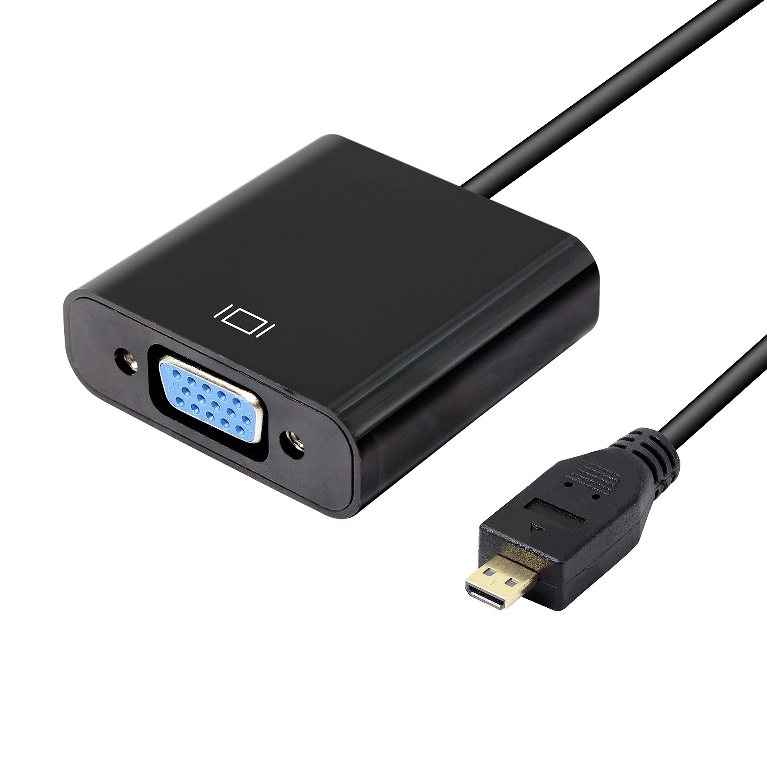 XMSJSIY Adaptateur audio Micro HDMI vers VGA 1080p Full HD Micro HDMI mâle vers VGA femelle Interface pour moniteurs de bureau, projecteurs, ordinateurs portables, tablettes