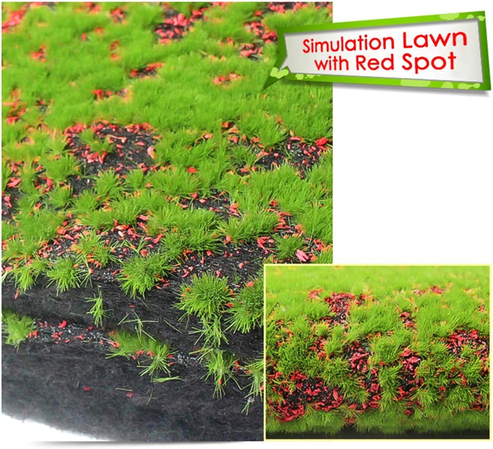 Home Cal Artificial Grass Mat,Moss Grass Turf for Indoor Decoration,3.93"x35.43",Red spot
