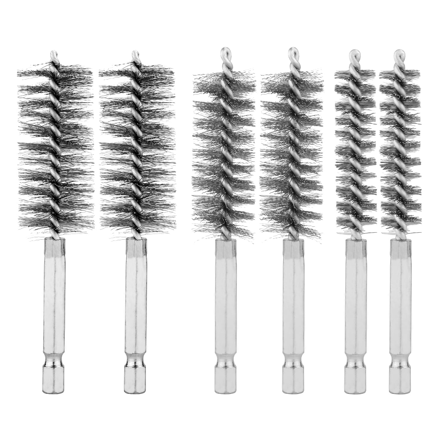 6pcs Stainless Steel Bore Brushes, 0.5/0.75/1