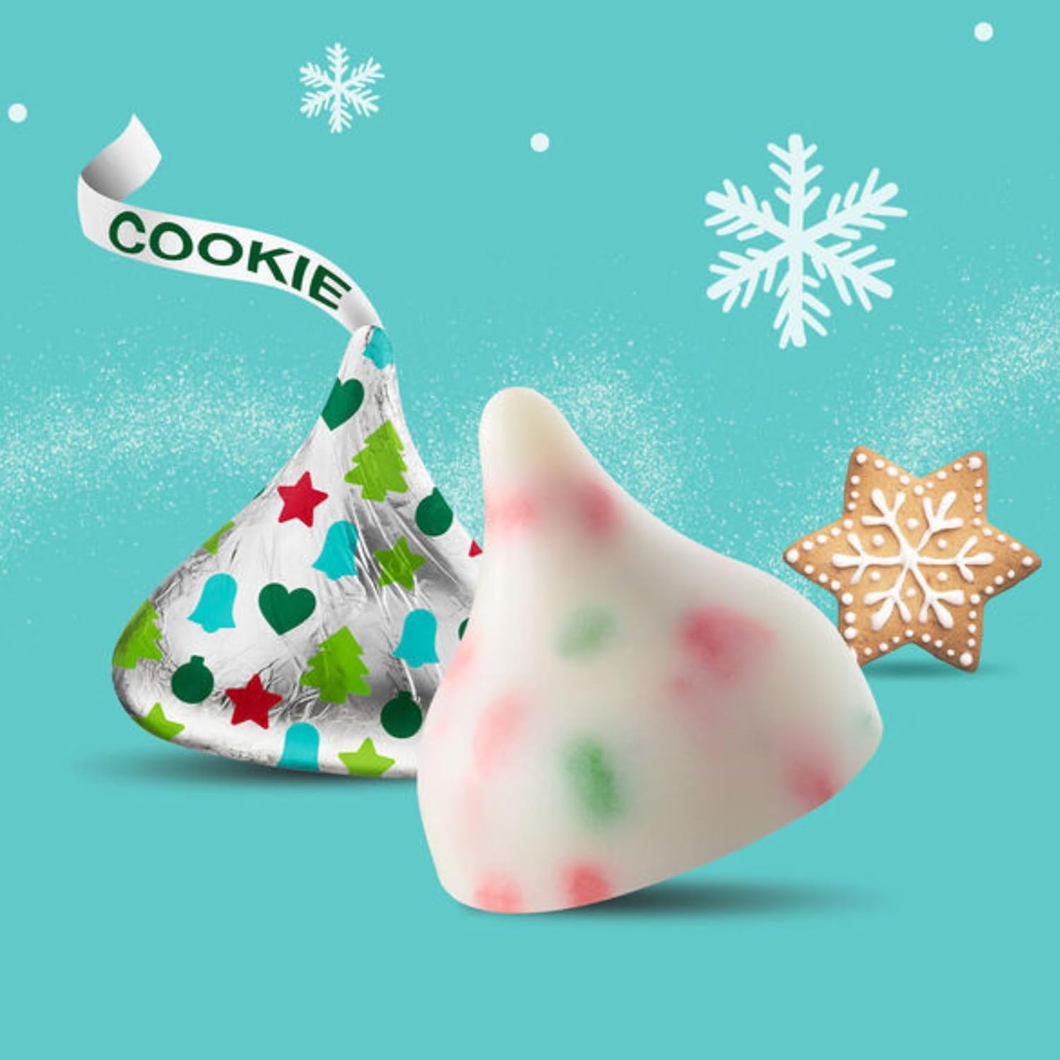 Candykrave Hershey'ss Kisses Sugar Cookies Milk Chocolate candy - 2LB (200 pcs) - Bulk chocolate Silver Foil Candy variety pack - Delicious Treats for Christmas, Birthdays & Thanksgiving.