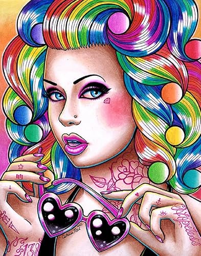 Skittles by Carissa Rose Rainbow Girl Heart - Impresión artística en lienzo