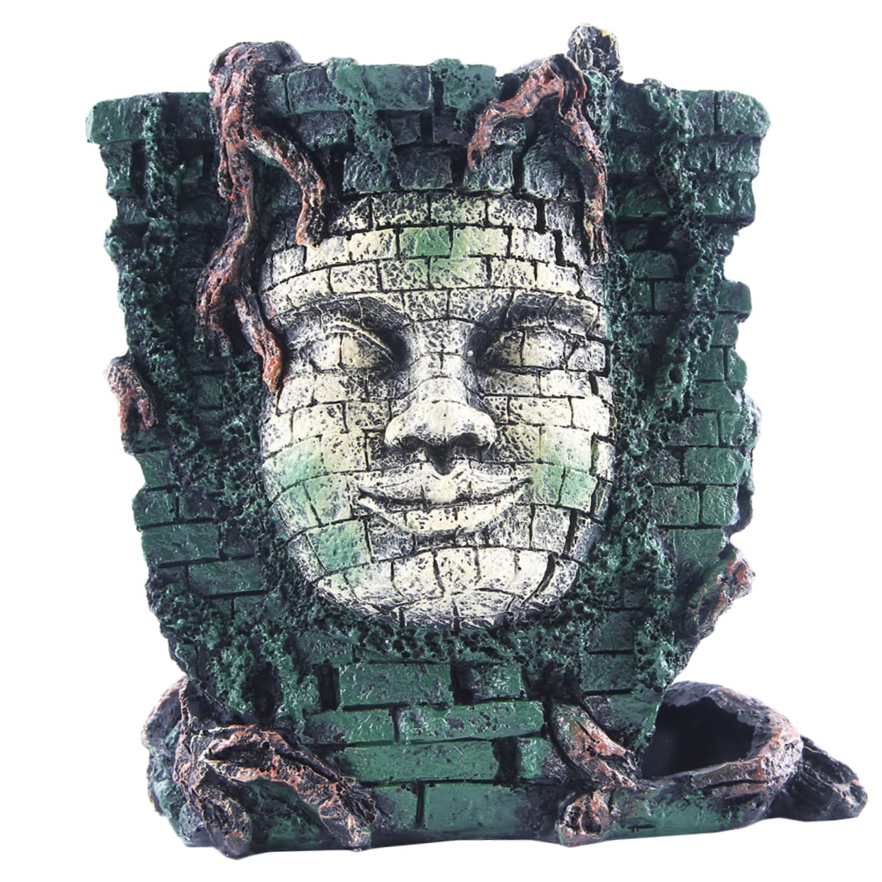 Aquarium Ornament aus Kunstharz, Maya Porträt, Wasserpflanzen Deko, 1 Stück