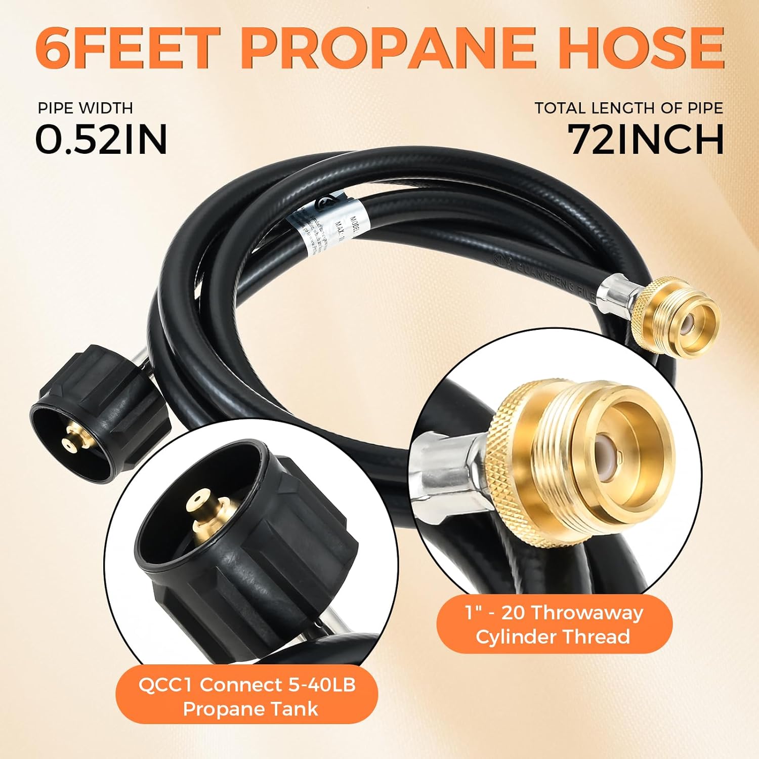 29102349 2012 29103224A Grill Regulator Control Valve with 6FT Propane Hose, Compatible with Charbroil Grill2Go X200 Portable TRU - Infrared Liquid Propane Gas Grill 2012 29103224A