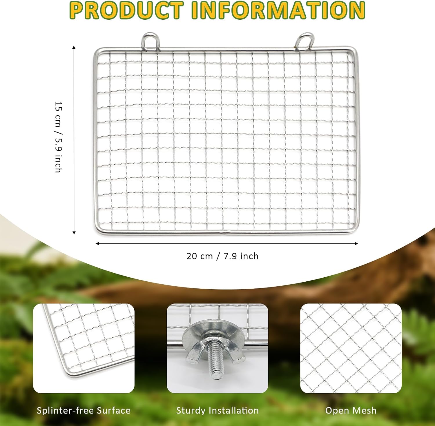 Stainless Steel Bird Perch for Cage, Open-Grid Easy Clean Parrot Perch Stand Platform, Claw-Friendly Grip Bird Cage Accessories for Cockatiel, Conure, Budgie, Parakeet, Small Medium Birds image 2